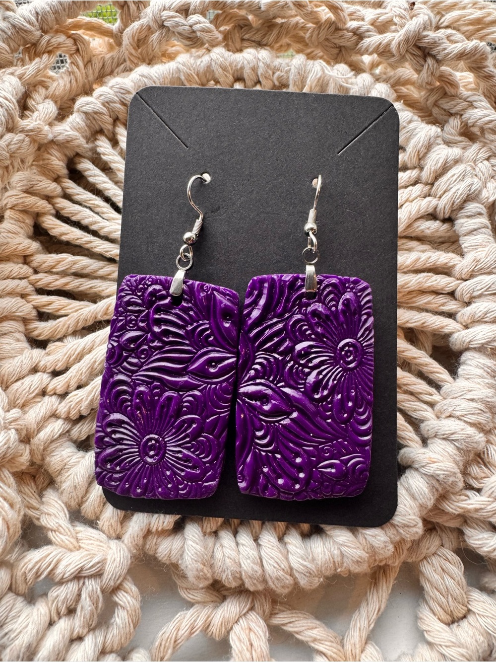 Purple boho dangle earrings